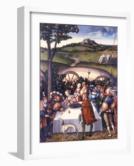 Judith at the Table of Holofernes, 1531-Lucas Cranach the Elder-Framed Giclee Print