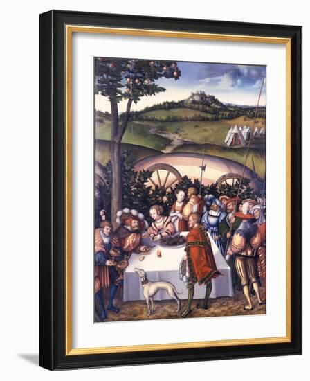 Judith at the Table of Holofernes, 1531-Lucas Cranach the Elder-Framed Giclee Print