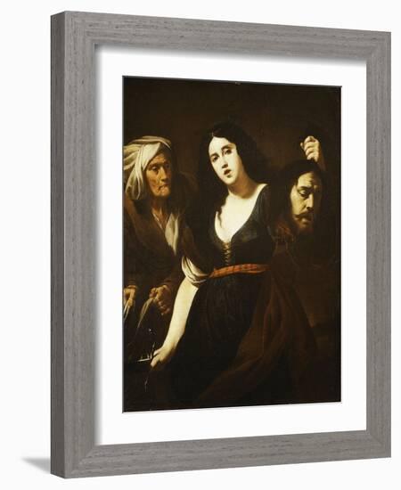 Judith Holding the Head of Holofernes, Accompanied by a Maidservant, C.1625-30-Andrea Vaccaro-Framed Giclee Print