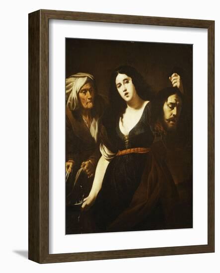 Judith Holding the Head of Holofernes, Accompanied by a Maidservant, C.1625-30-Andrea Vaccaro-Framed Giclee Print