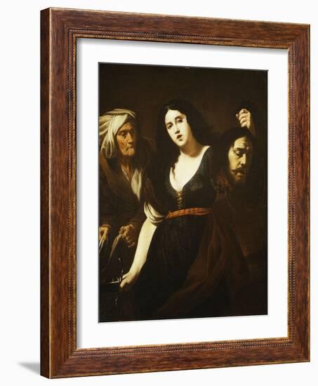 Judith Holding the Head of Holofernes, Accompanied by a Maidservant, C.1625-30-Andrea Vaccaro-Framed Giclee Print