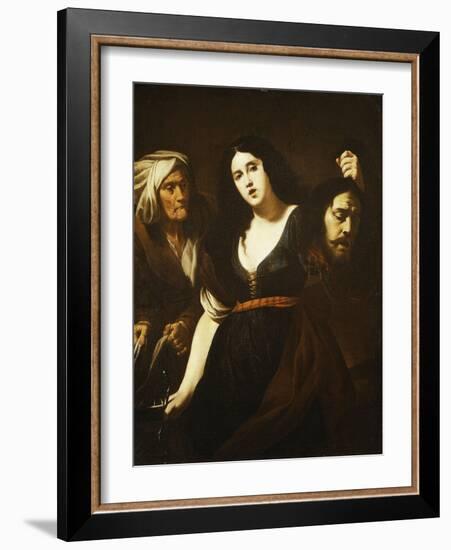 Judith Holding the Head of Holofernes, Accompanied by a Maidservant, C.1625-30-Andrea Vaccaro-Framed Giclee Print