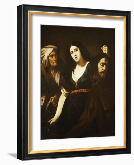 Judith Holding the Head of Holofernes, Accompanied by a Maidservant, C.1625-30-Andrea Vaccaro-Framed Giclee Print