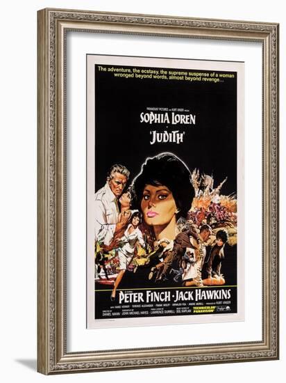 Judith, Sophia Loren, Left: Peter Finch; Second Left, Center and Bottom Right: Sophia Loren, 1966-null-Framed Art Print