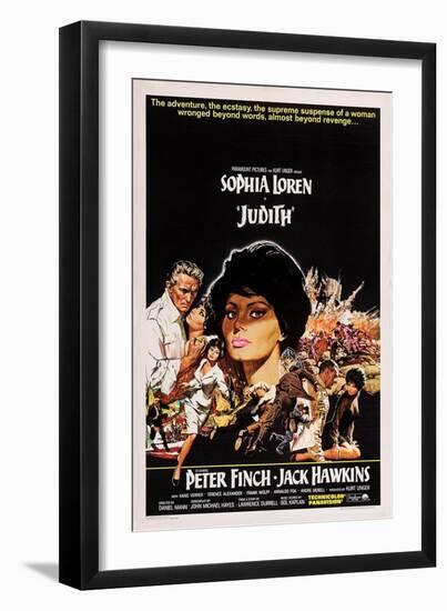 Judith, Sophia Loren, Left: Peter Finch; Second Left, Center and Bottom Right: Sophia Loren, 1966-null-Framed Art Print
