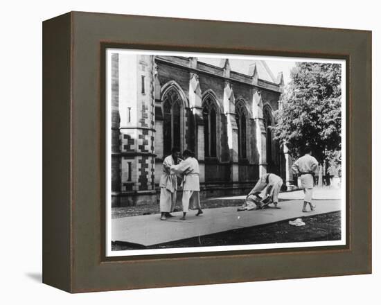 Judo Is Practised in the 'Quad' at Oxford-Henry Grant-Framed Premier Image Canvas