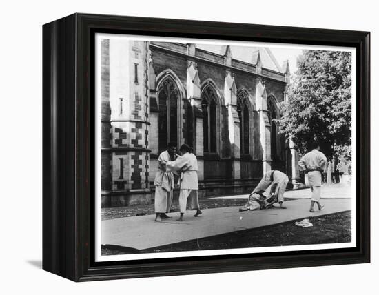 Judo Is Practised in the 'Quad' at Oxford-Henry Grant-Framed Premier Image Canvas