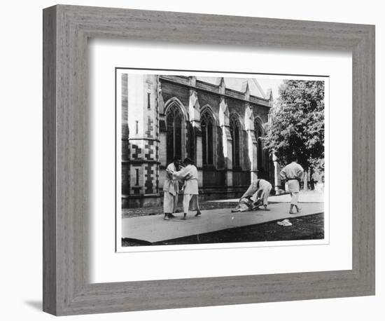 Judo Is Practised in the 'Quad' at Oxford-Henry Grant-Framed Photographic Print