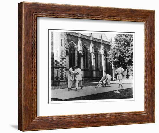 Judo Is Practised in the 'Quad' at Oxford-Henry Grant-Framed Photographic Print