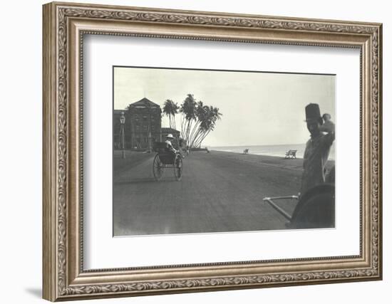 Judy Smith on a Rickshaw Near Galle Face Hotel, Colombo, Ceylon, 1912-English Photographer-Framed Photographic Print