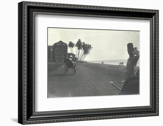 Judy Smith on a Rickshaw Near Galle Face Hotel, Colombo, Ceylon, 1912-English Photographer-Framed Photographic Print