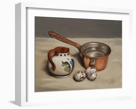 Jug, Copper Pan and Quail Eggs, 2009-James Gillick-Framed Giclee Print