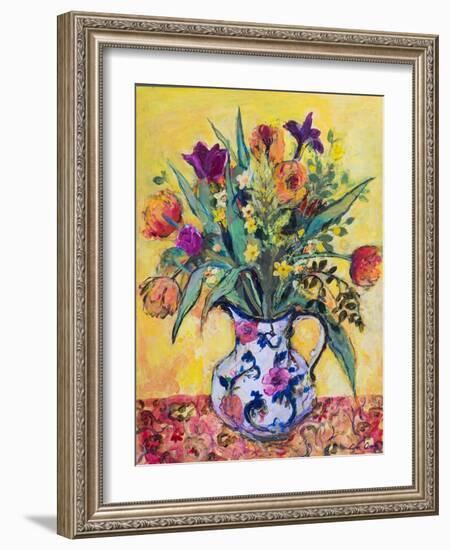 Jug of Spring Flowers on a Yellow Ground-Ann Oram-Framed Giclee Print