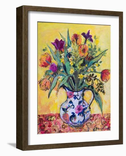 Jug of Spring Flowers on a Yellow Ground-Ann Oram-Framed Giclee Print