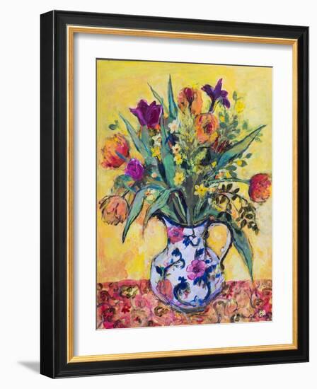 Jug of Spring Flowers on a Yellow Ground-Ann Oram-Framed Giclee Print