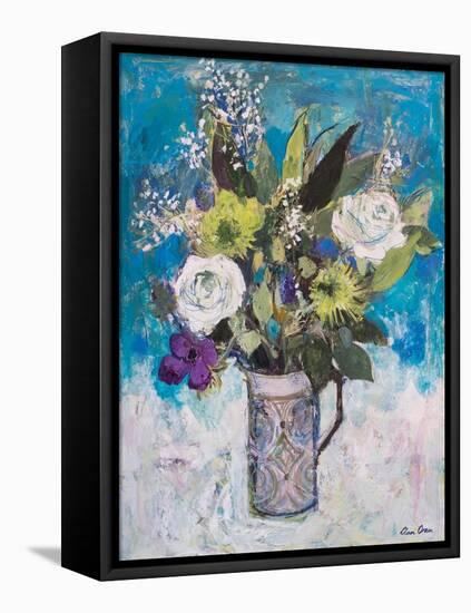 Jug with White Roses and Other Flowers-Ann Oram-Framed Premier Image Canvas