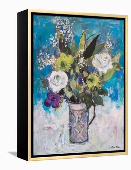 Jug with White Roses and Other Flowers-Ann Oram-Framed Premier Image Canvas