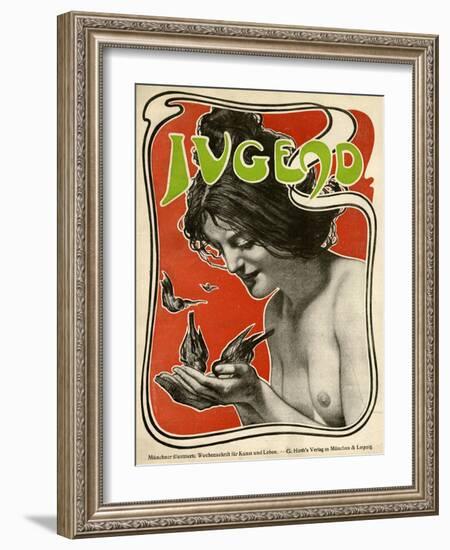 Jugend Front Cover, Naked Woman Feeding Birds-null-Framed Art Print