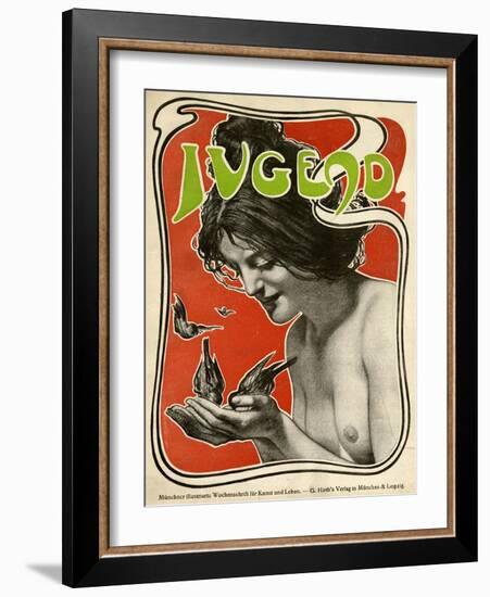 Jugend Front Cover, Naked Woman Feeding Birds-null-Framed Art Print