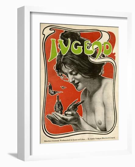 Jugend Front Cover, Naked Woman Feeding Birds-null-Framed Art Print