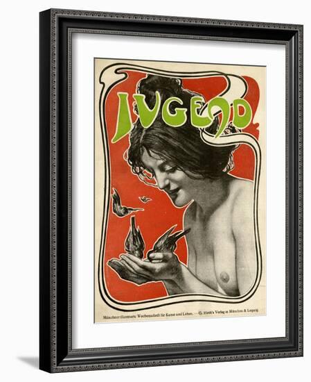 Jugend Front Cover, Naked Woman Feeding Birds-null-Framed Art Print