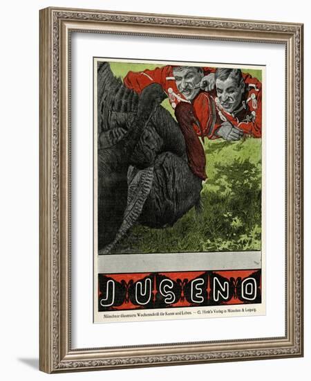 Jugend Front Cover, Two Soldiers with Poultry-null-Framed Art Print