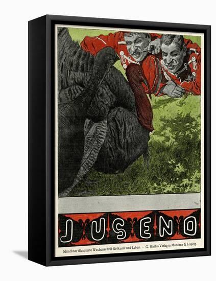 Jugend Front Cover, Two Soldiers with Poultry-null-Framed Stretched Canvas