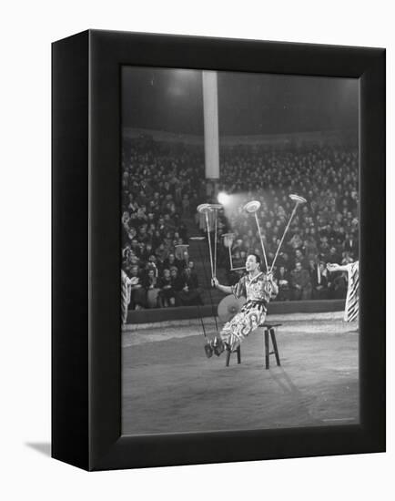 Juggler Spinning Seven Plates at Once-Thomas D^ Mcavoy-Framed Premier Image Canvas