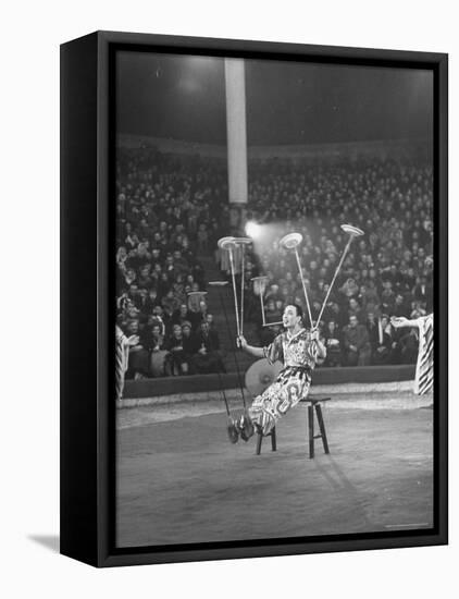 Juggler Spinning Seven Plates at Once-Thomas D^ Mcavoy-Framed Premier Image Canvas