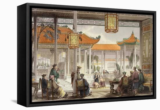 Jugglers Exhibiting in the Court of a Mandarin's Palace, 'China in a Series of Views' G.N. Wright-Thomas Allom-Framed Premier Image Canvas
