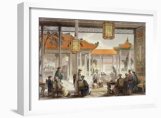 Jugglers Exhibiting in the Court of a Mandarin's Palace, 'China in a Series of Views' G.N. Wright-Thomas Allom-Framed Giclee Print