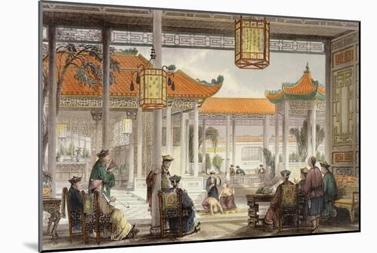 Jugglers Exhibiting in the Court of a Mandarin's Palace, 'China in a Series of Views' G.N. Wright-Thomas Allom-Mounted Giclee Print