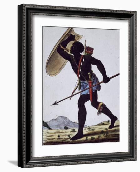 Juida Warrior, Africa, Engraving from Encyclopedia of Voyages, 1795-Jacques Grasset de Saint-Sauveur-Framed Giclee Print