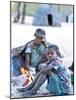 Jul'Hoan !Kung Bushman Boy and His Grandmother in their Village, Bushmanland, Namibia-Kim Walker-Mounted Photographic Print