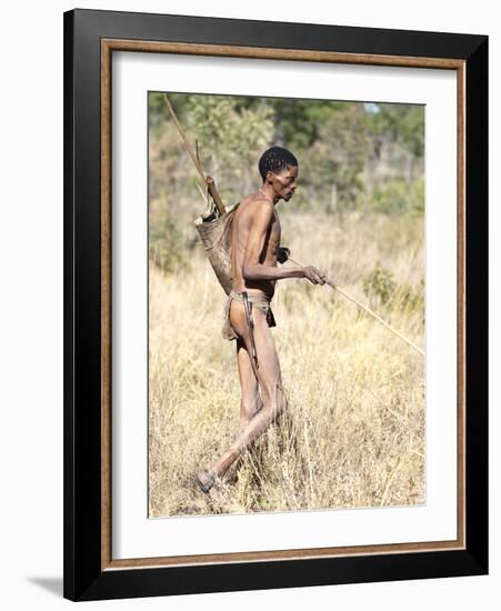 Jul'Hoan !Kung Bushman in Loin-Cloth on Hunter-Gatherer Expedition, Bushmanland, Namibia-Kim Walker-Framed Photographic Print