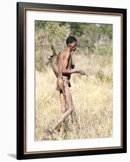 Jul'Hoan !Kung Bushman in Loin-Cloth on Hunter-Gatherer Expedition, Bushmanland, Namibia-Kim Walker-Framed Photographic Print