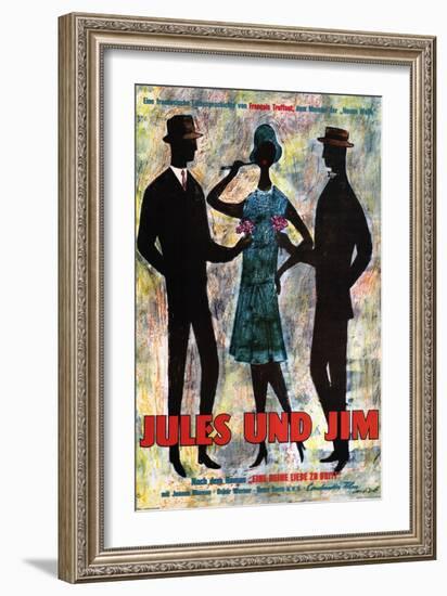 Jules and Jim, German Movie Poster, 1961-null-Framed Premium Giclee Print