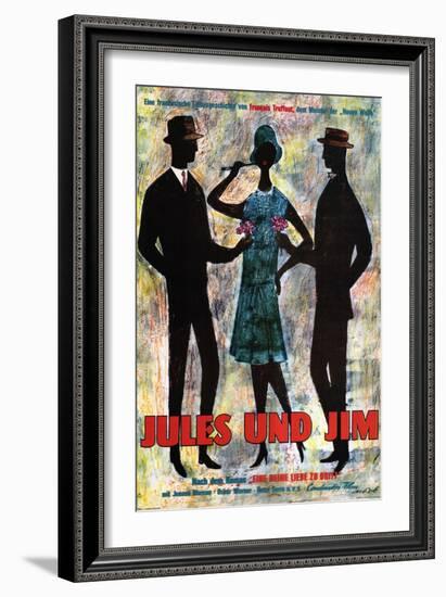 Jules and Jim, German Movie Poster, 1961-null-Framed Premium Giclee Print