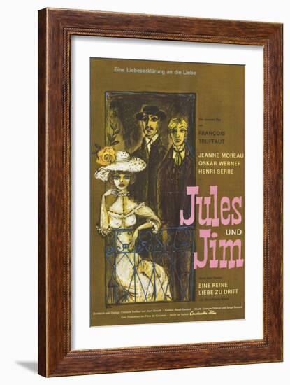 Jules and Jim, German Movie Poster, 1961-null-Framed Art Print