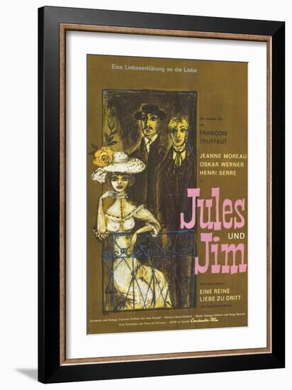 Jules and Jim, German Movie Poster, 1961-null-Framed Art Print