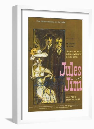 Jules and Jim, German Movie Poster, 1961-null-Framed Premium Giclee Print