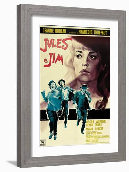 Jules and Jim, Italian Movie Poster, 1961-null-Framed Premium Giclee Print