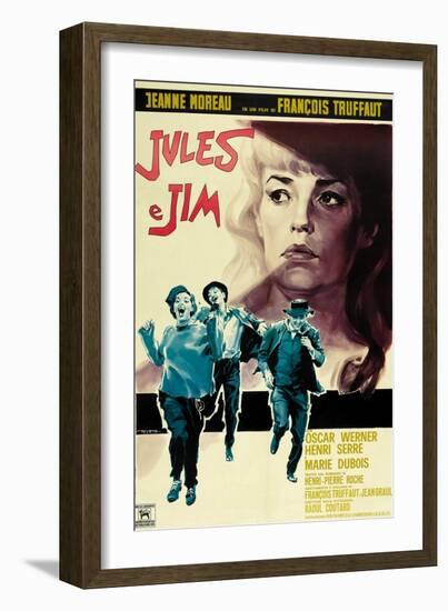 Jules and Jim, Italian Movie Poster, 1961-null-Framed Premium Giclee Print