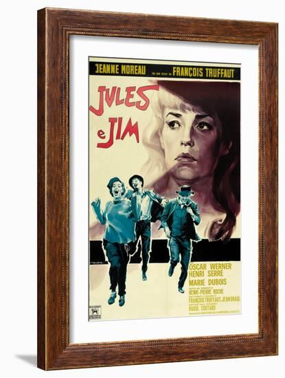 Jules and Jim, Italian Movie Poster, 1961-null-Framed Premium Giclee Print