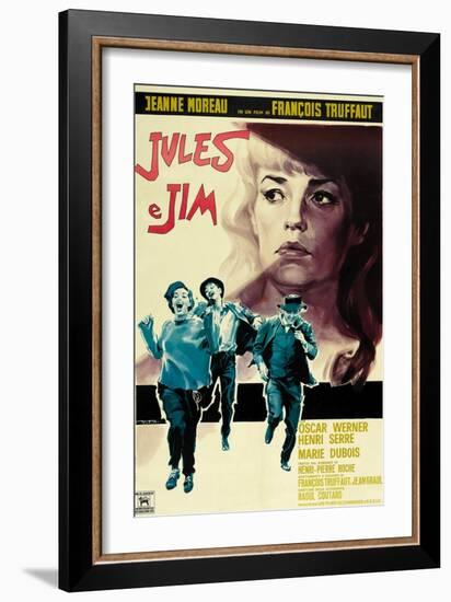 Jules and Jim, Italian Movie Poster, 1961-null-Framed Premium Giclee Print