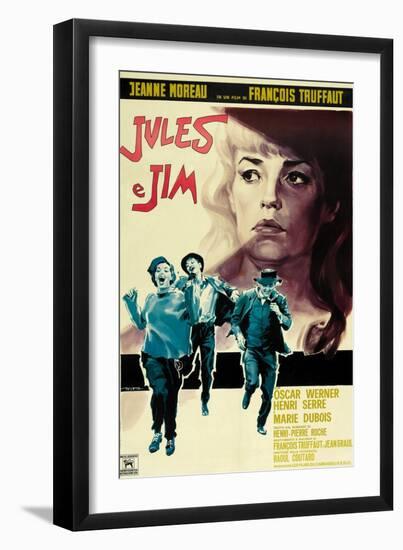 Jules and Jim, Italian Movie Poster, 1961-null-Framed Premium Giclee Print