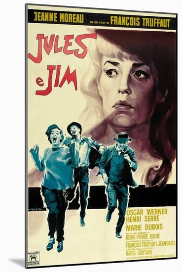 Jules and Jim, Italian Movie Poster, 1961-null-Mounted Art Print