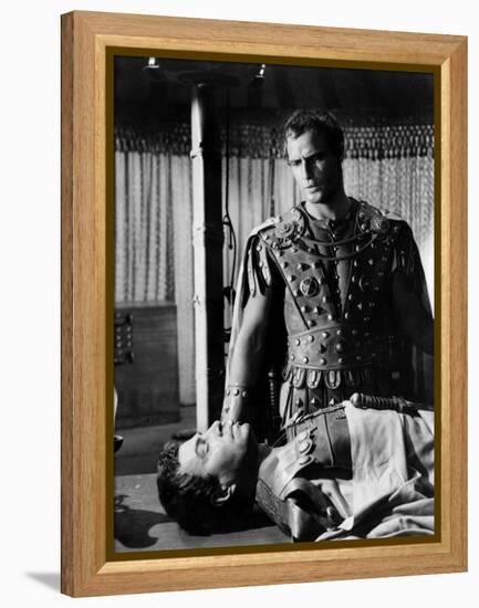 Jules Cesar JULIUS CAESAR by Joseph Mankiewicz with Marlon Brando and James Mason, 1953 (b/w photo)-null-Framed Stretched Canvas