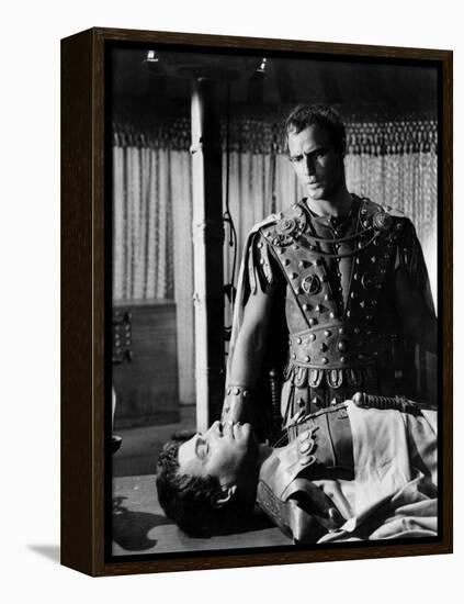 Jules Cesar JULIUS CAESAR by Joseph Mankiewicz with Marlon Brando and James Mason, 1953 (b/w photo)-null-Framed Stretched Canvas