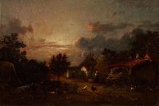 Village Scene, Sunset, C.1870-Jules Dupre-Framed Premier Image Canvas